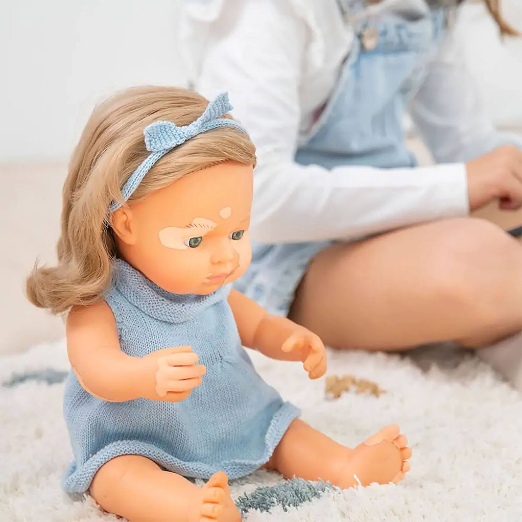Miniland 15" Anatomically Correct Caucasian Blonde Girl Baby Doll with Vitiligo